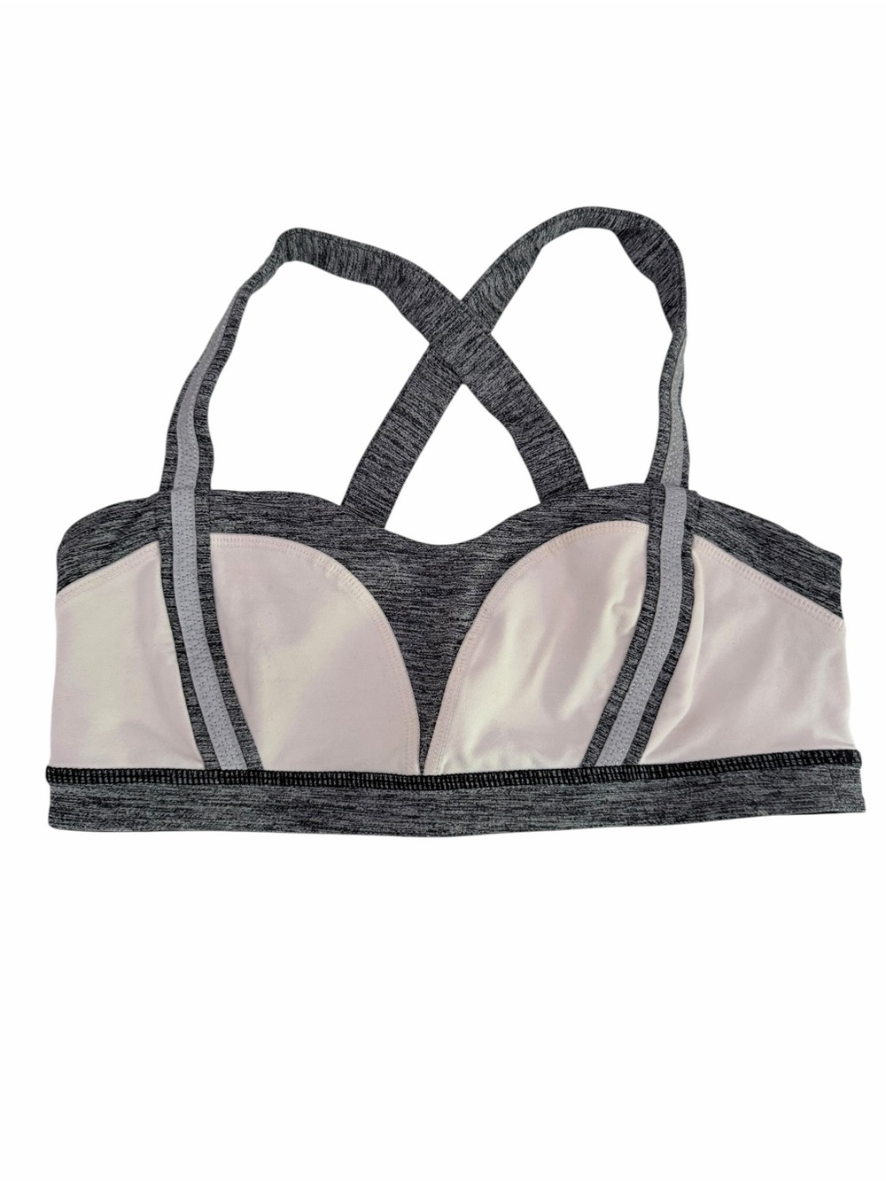 LULULEMON Grey Pink Strappy Yoga Sports Bra Athleisure size 6